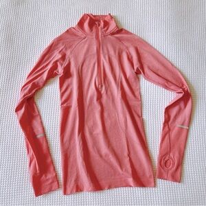 $88 LULULEMON RUN SWIFTLY TECH HALF ZIP SHIRT TOP sz 4 PINK CORAL LONG SLEEVE